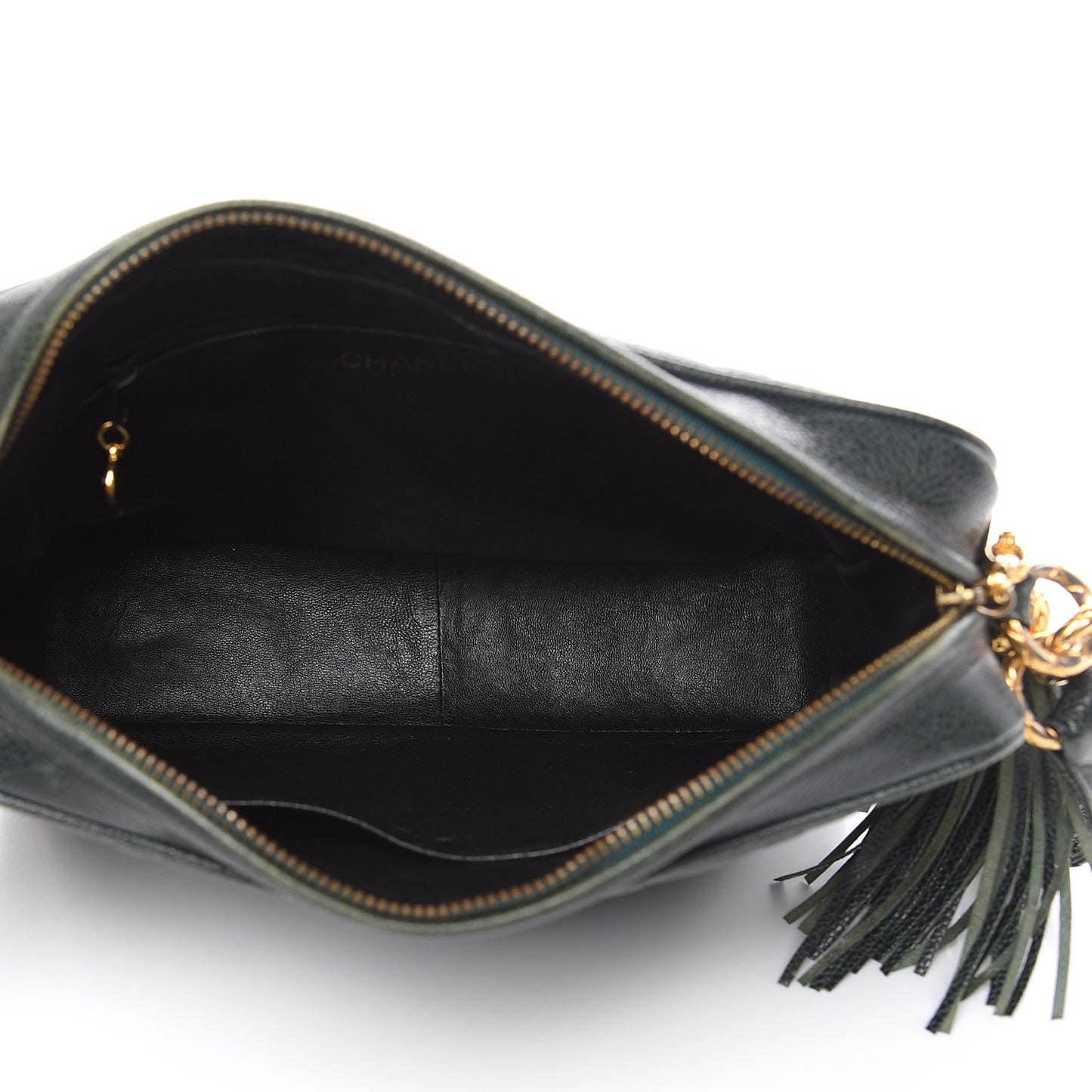 Caviar Quilted Tassel Camera Bag Dark Green