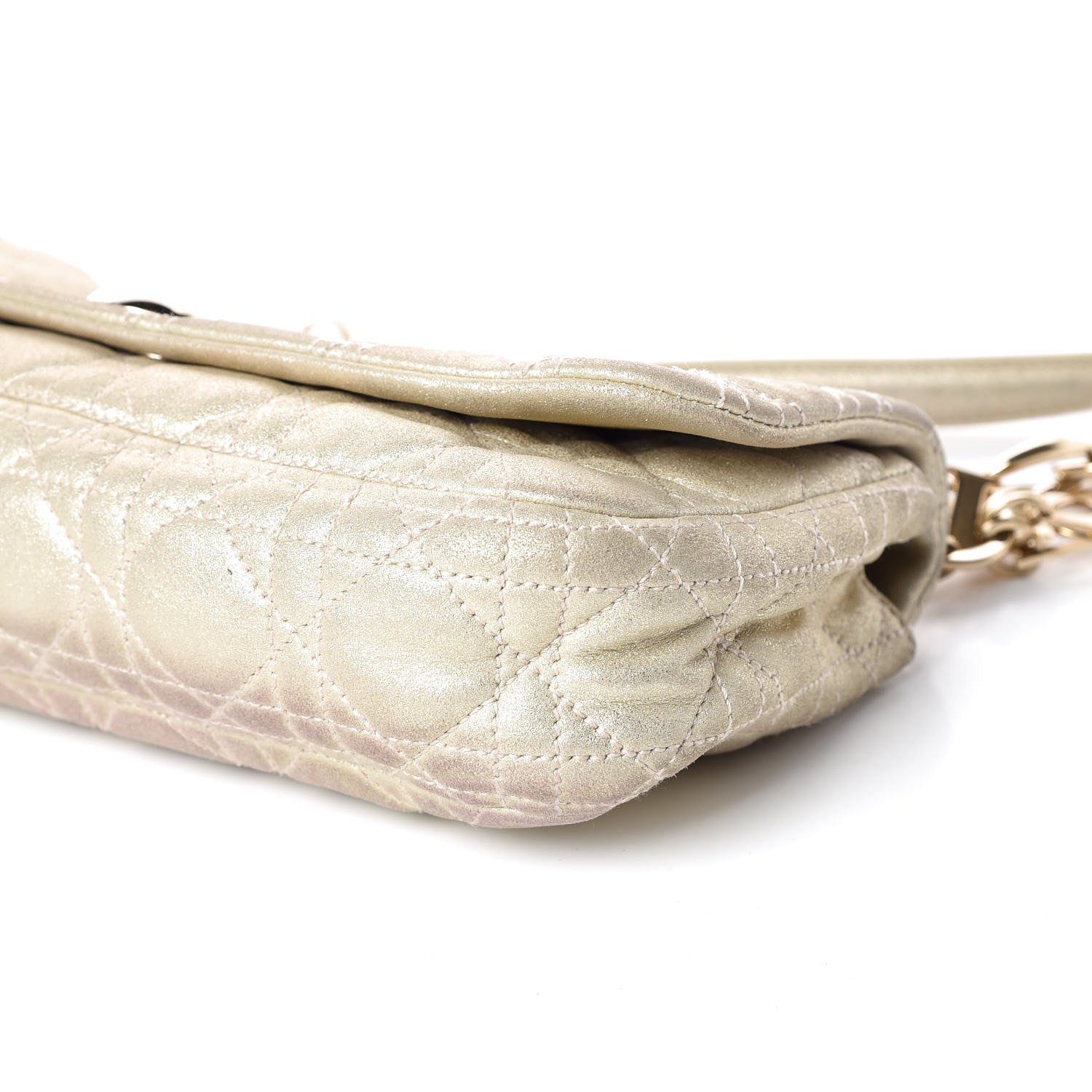 Christian Dior Metallic Lambskin Cannage Small Rendezvous Flap Gold 6 of 18