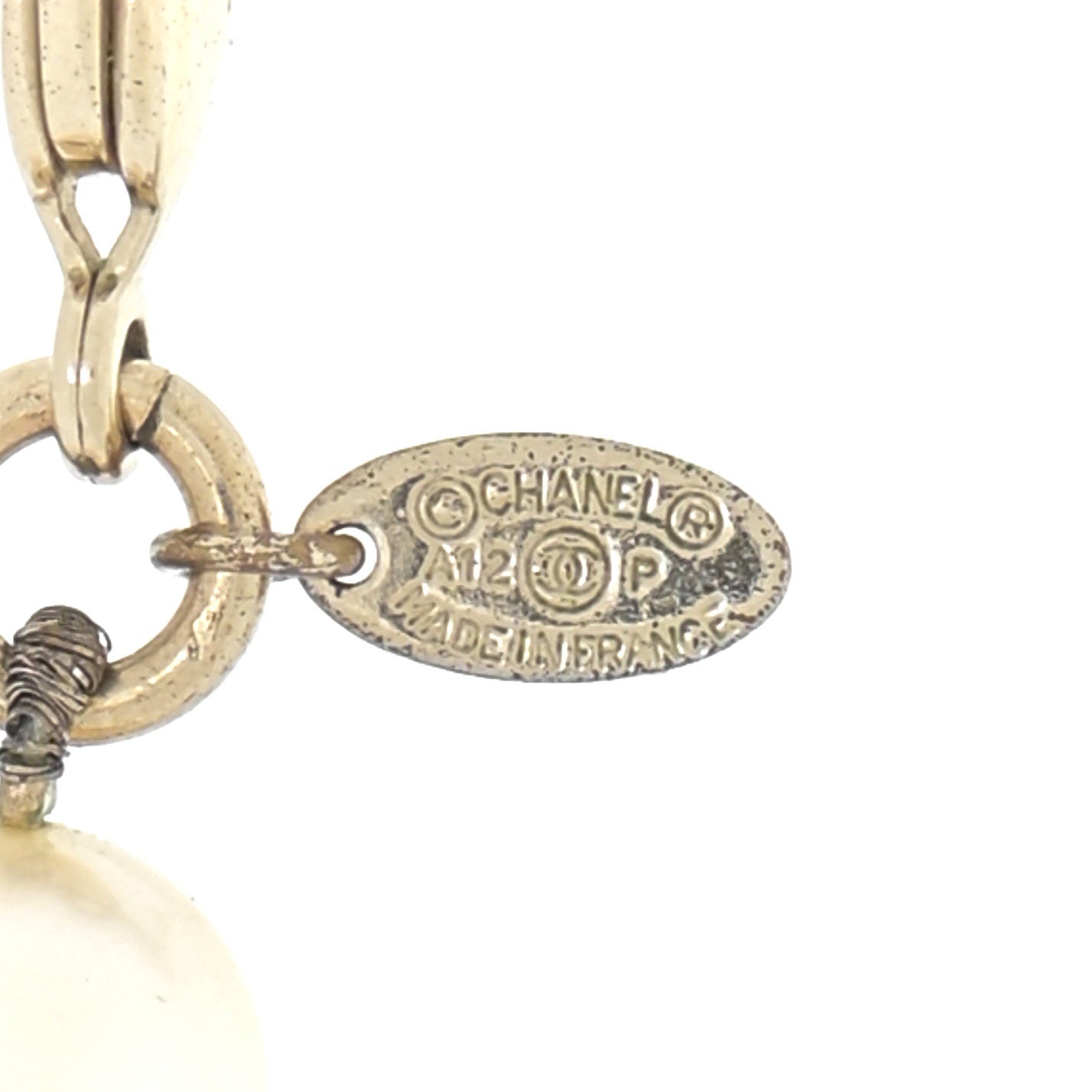 Chanel Crystal Pearl CC Short Necklace Gold 5 of 5