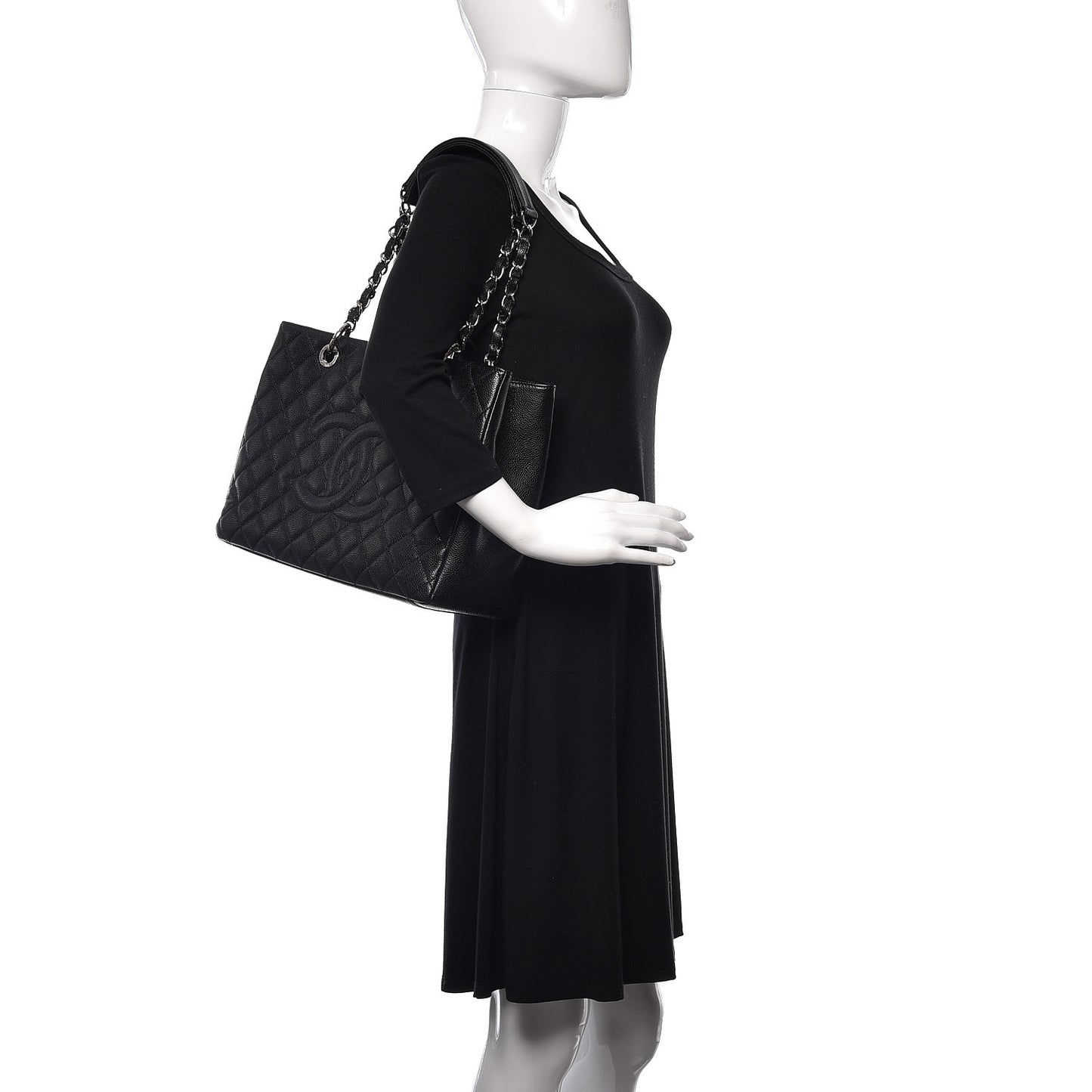 Caviar Quilted Grand Shopping Tote GST Black