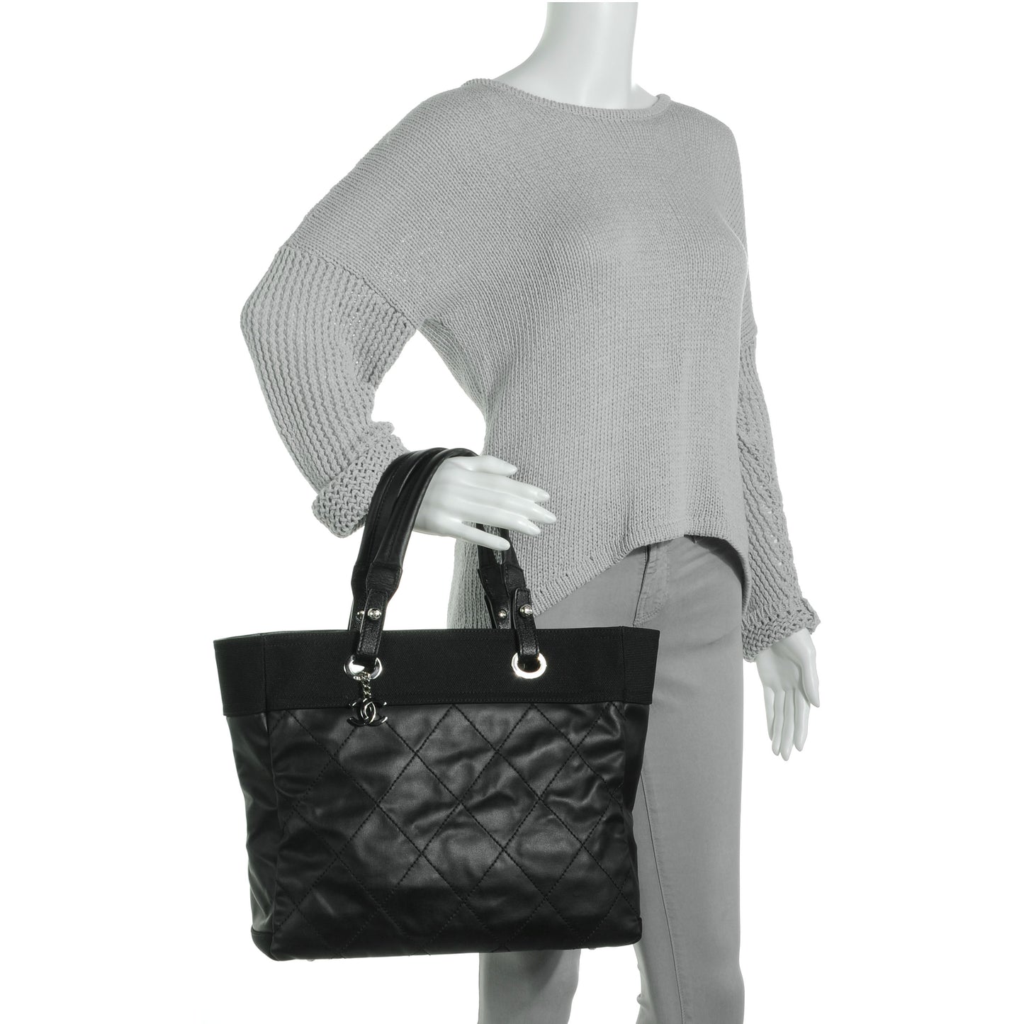 Coated Canvas Large Paris Biarritz Tote Black