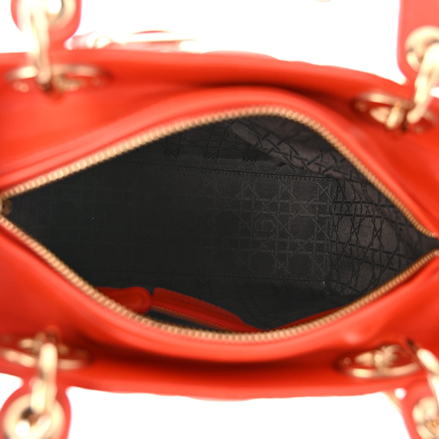 Christian Dior Lambskin Cannage Medium Lady Dior Orange 5 of 9