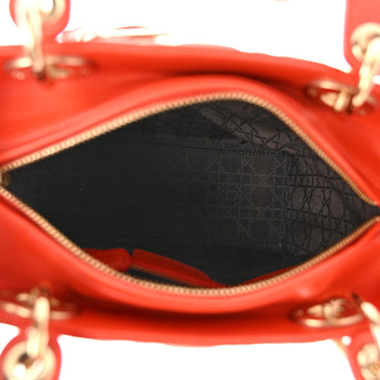 Christian Dior Lambskin Cannage Medium Lady Dior Orange 5 of 9
