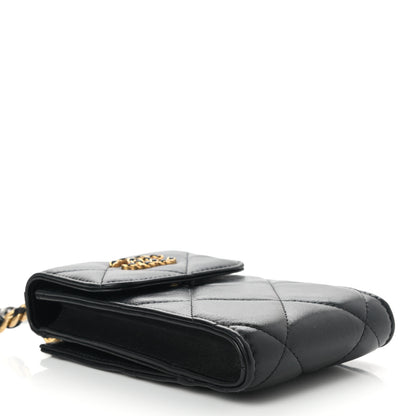 Chanel Lambskin Quilted Chanel 19 Phone Holder With Chain Black 4 of 11