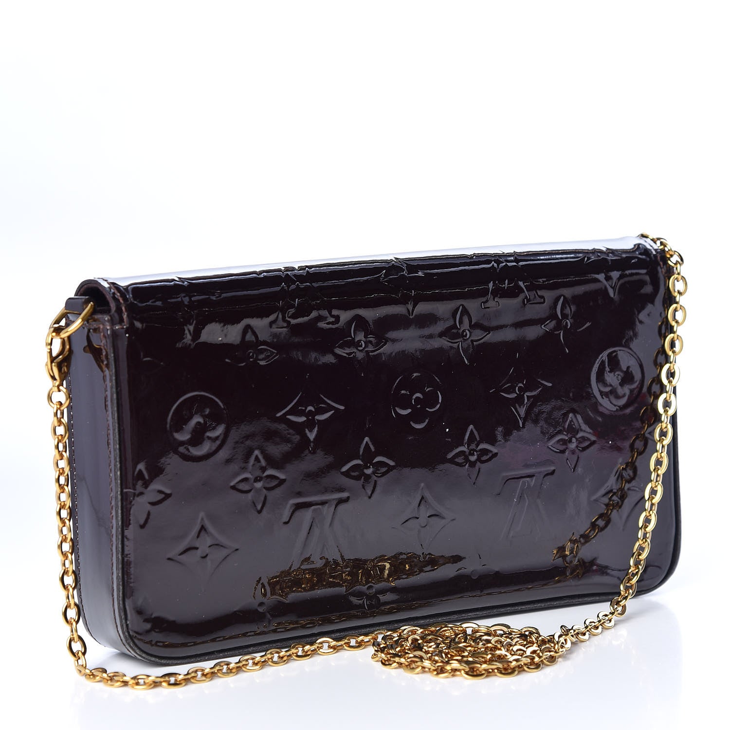 Louis Vuitton Vernis Pochette Felicie Chain Wallet Amarante 2 of 16