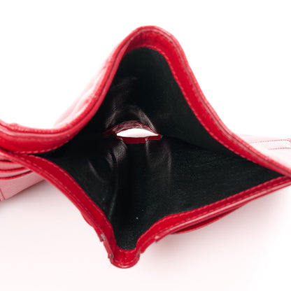 Saint Laurent Grain De Poudre Matelasse Chevron Monogram Compact Tri Fold Wallet Red 5 of 11