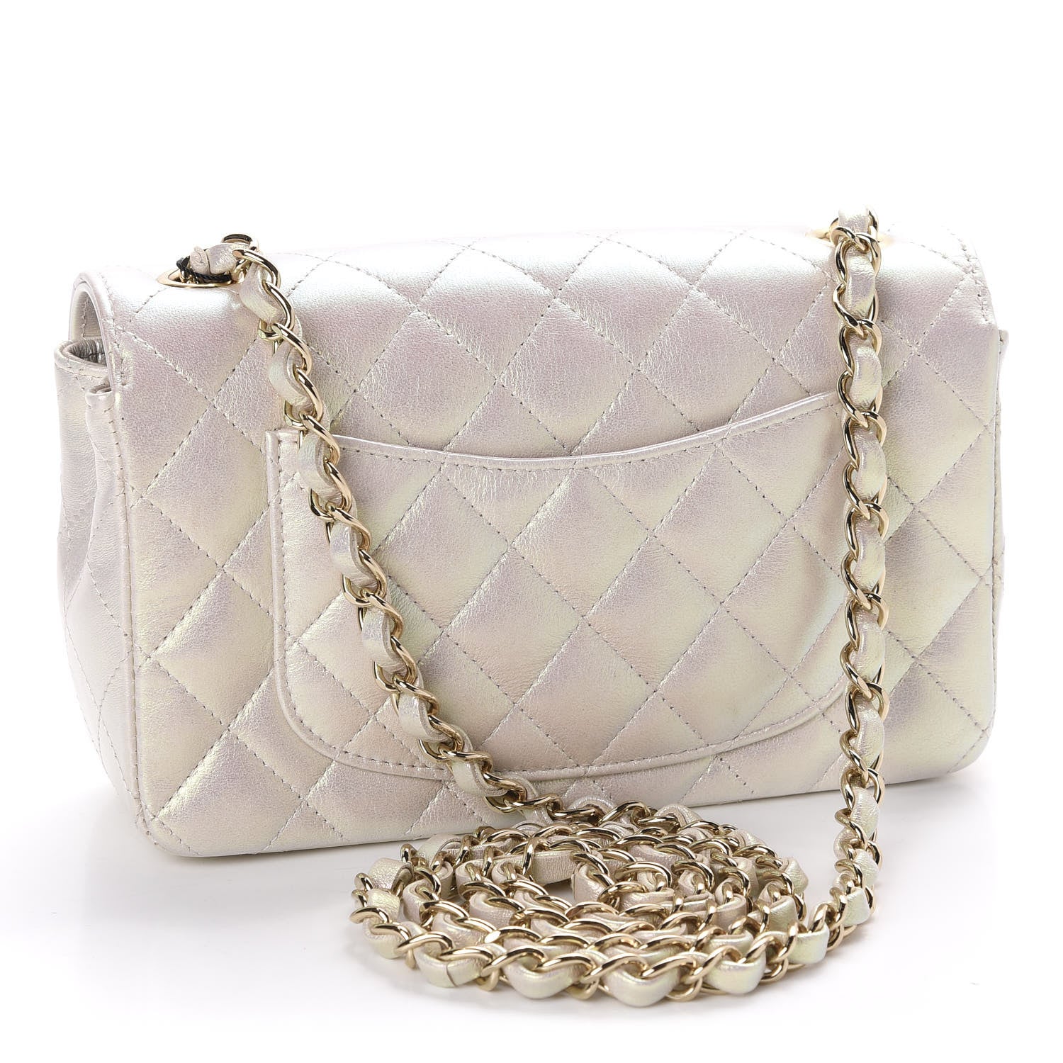 Chanel Iridescent Lambskin Quilted Mini Rectangular Flap Ivory 3 of 11