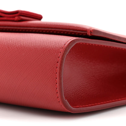 Salvatore Ferragamo Hammered Calfskin Mini Miss Vara Bow Chain Bag Red 6 of 7