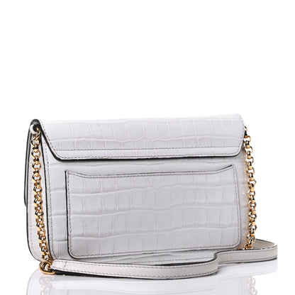 Chloe Calfskin Crocodile Embossed C Shoulder Bag Brilliant White 2 of 4