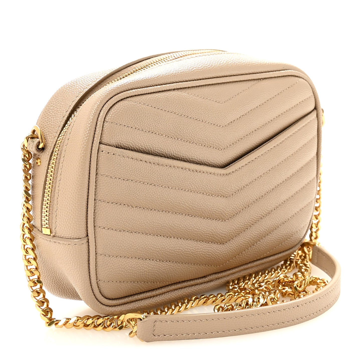 Grain De Poudre Matelasse Monogram Mini Lou Camera Bag Dark Beige