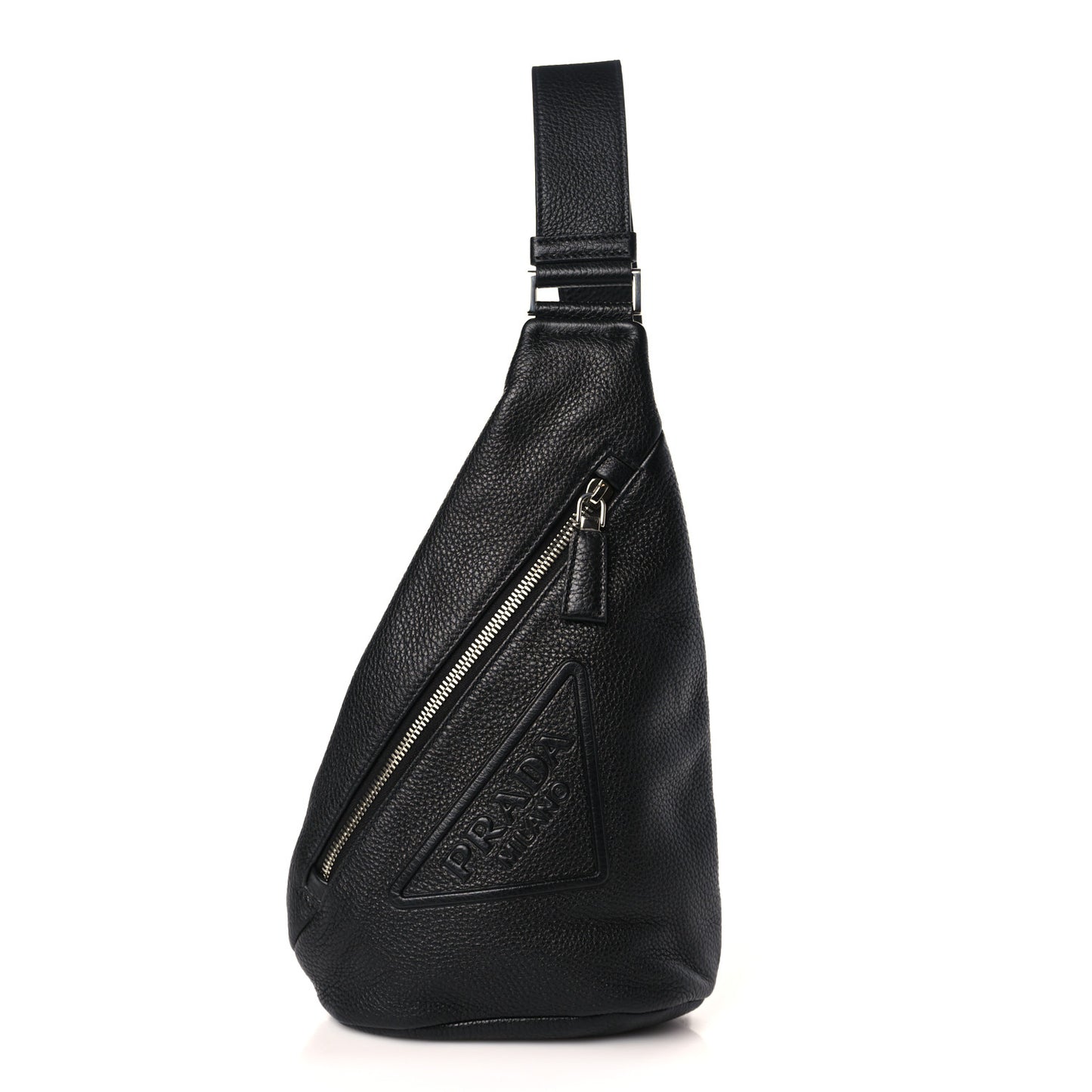 Vitello Daino Logo Embossed Cross Sling Backpack Black