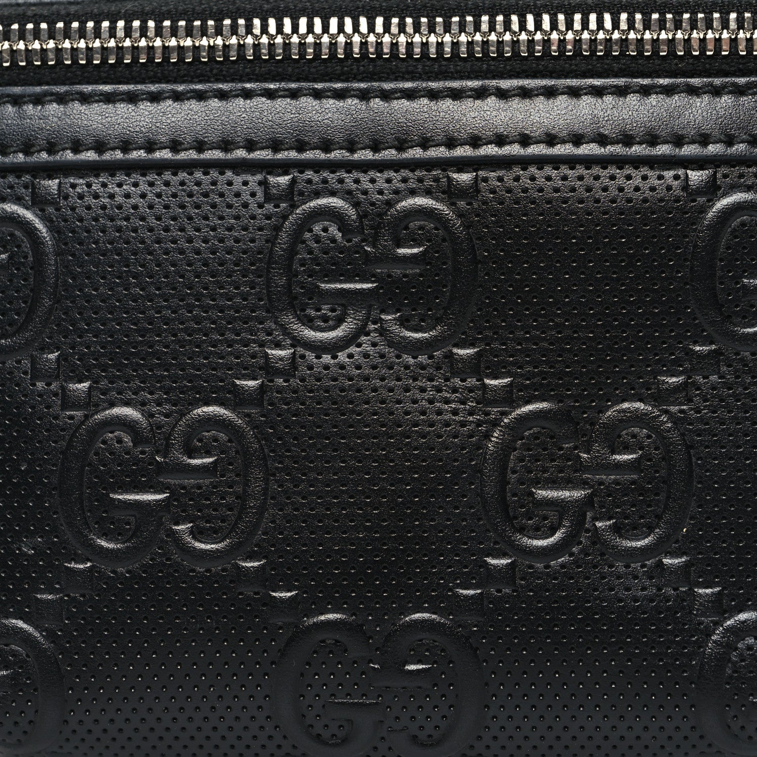 Gucci Calfskin GG Tennis Embossed Belt Bag Black 8 of 12