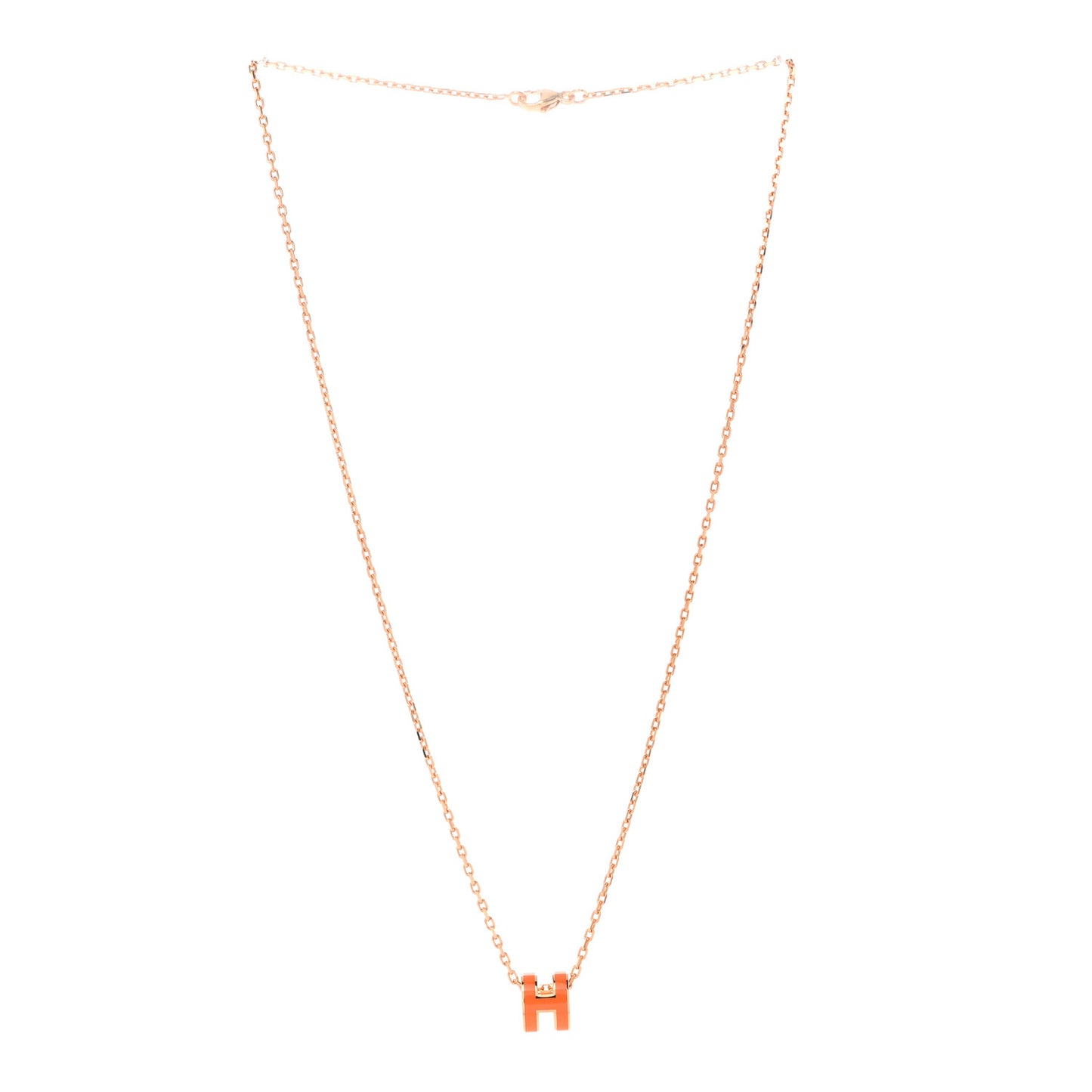 Lacquered Rose Gold Mini Pop H Pendant Necklace Orange