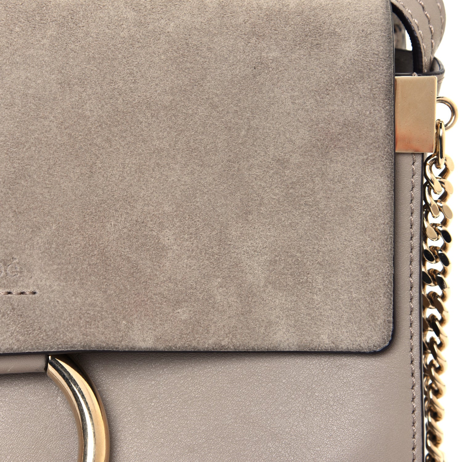 Chloe Suede Calfskin Small Faye Shoulder Bag Motty Grey 7 of 11
