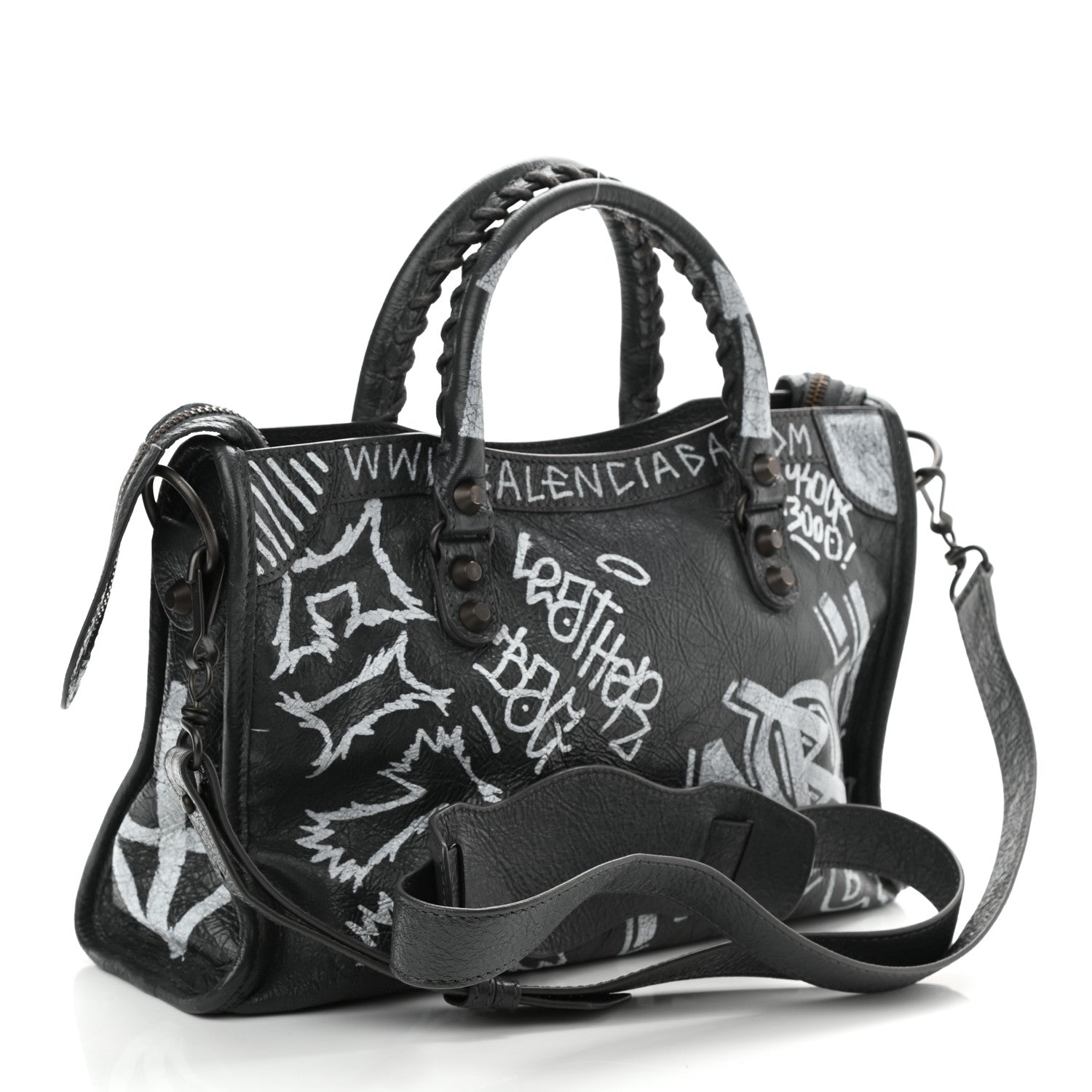 Balenciaga Agneau Arena Graffiti All Over Classic Hardware S City Gris Fossile White 3 of 8