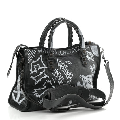 Balenciaga Agneau Arena Graffiti All Over Classic Hardware S City Gris Fossile White 3 of 8