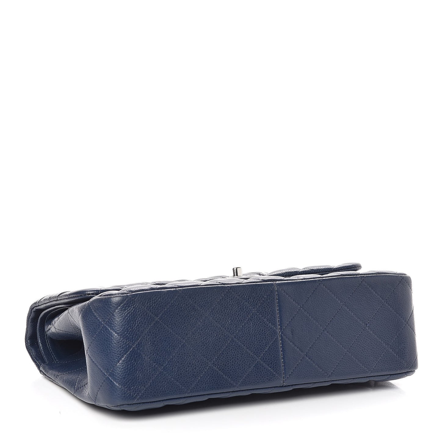 Caviar Quilted Jumbo Double Flap Navy Blue