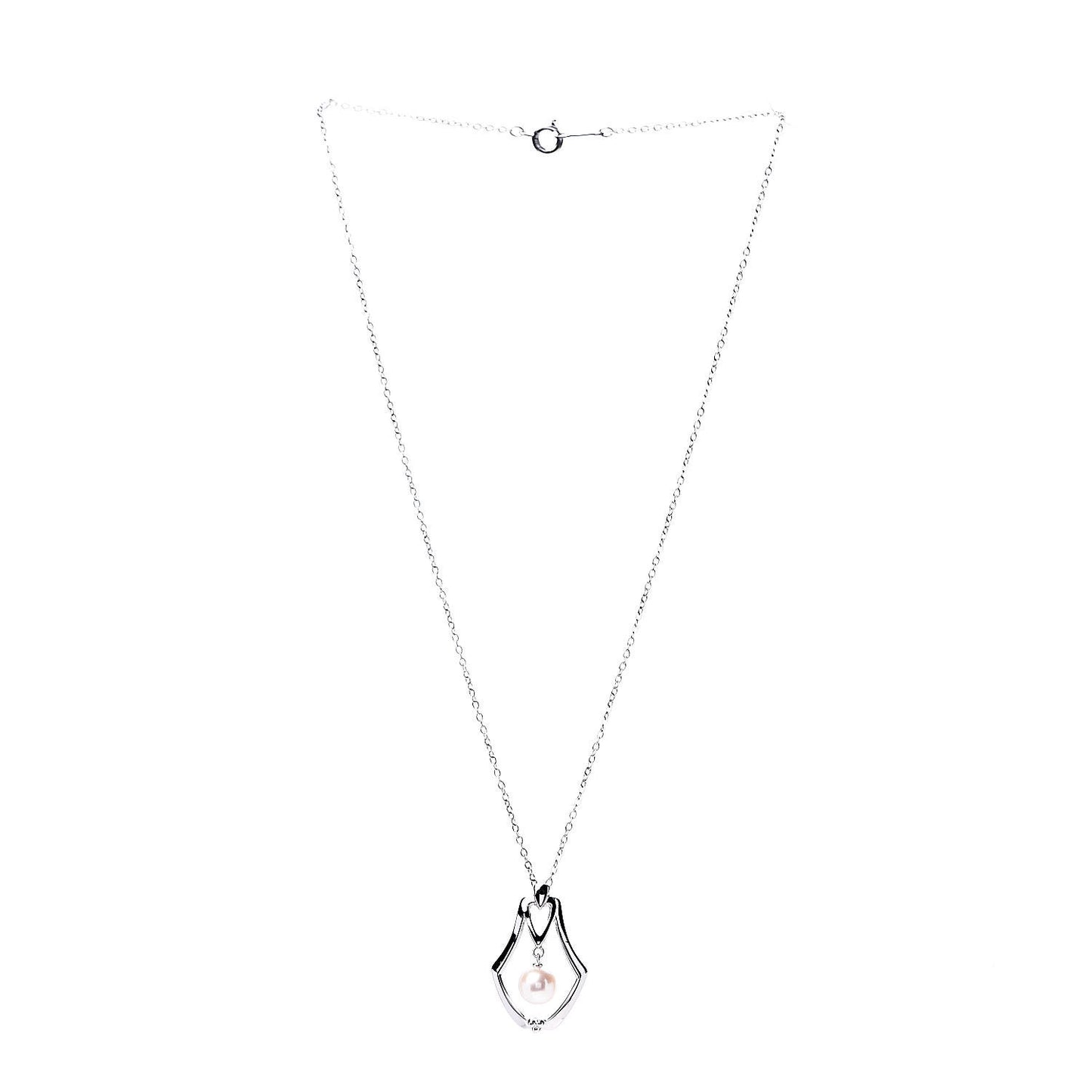 Sterling Silver Akoya Pearl 7mm Drop Pendant Necklace