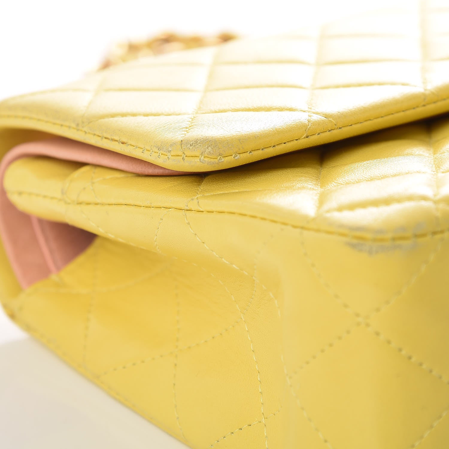 Chanel Lambskin Quilted Medium Double Flap Yellow 18 of 20