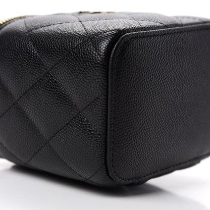 Chanel Caviar Quilted Mini Pearl On Top Vanity Case With Chain Black 6 of 11