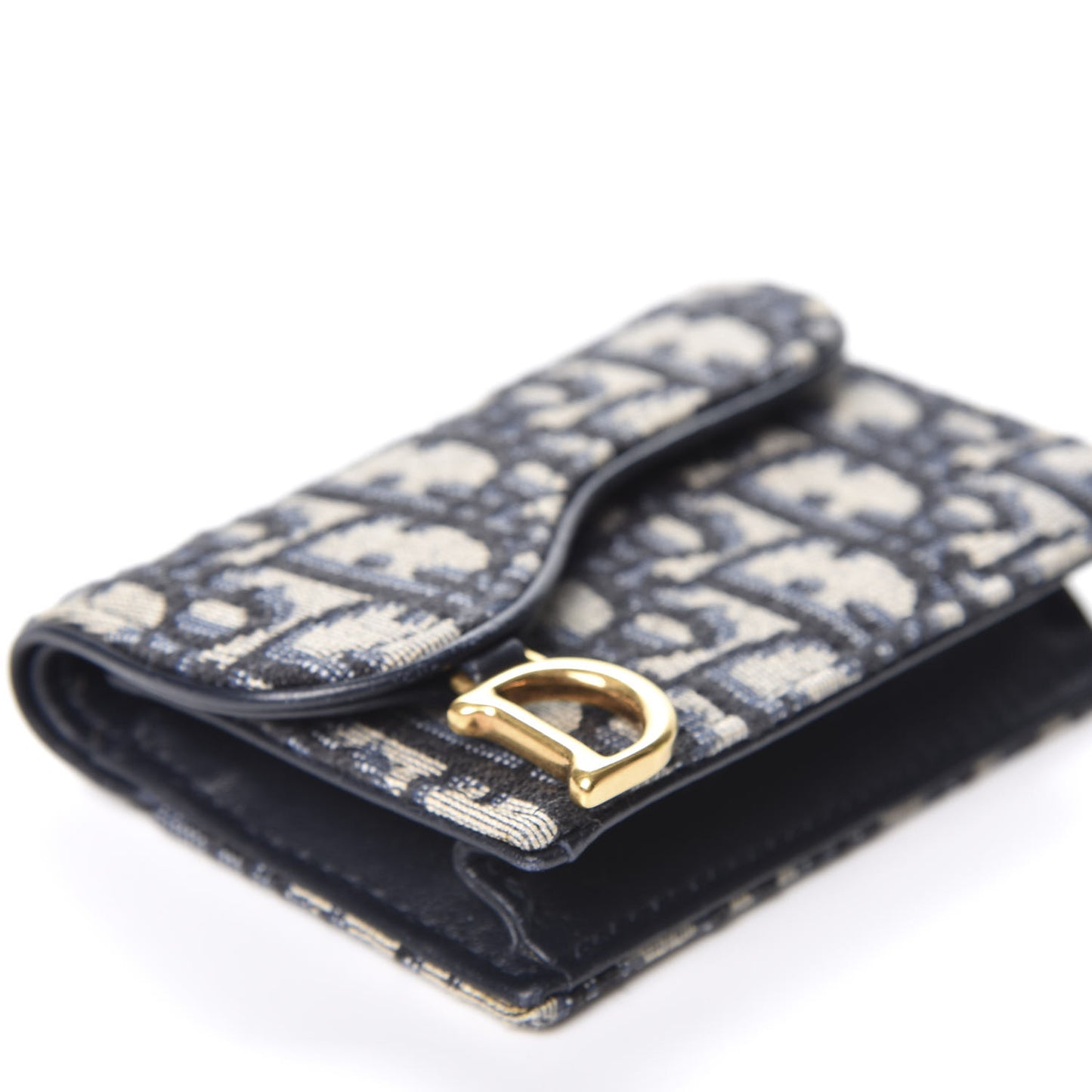 Oblique Saddle Card Holder Blue