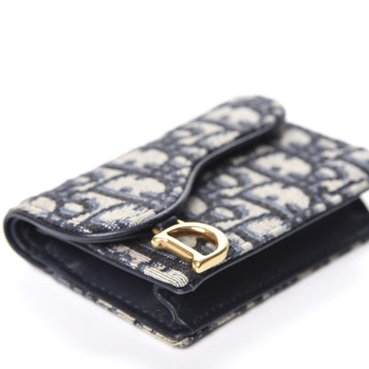 Christian Dior Oblique Saddle Card Holder Blue 5 of 8