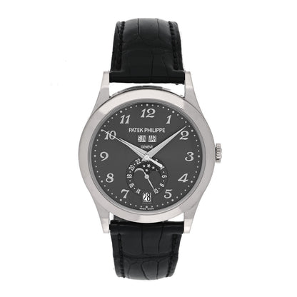 Patek Philippe 18K White Gold Alligator 37mm Annual Calendar Moonphase Automatic Watch Black 5396G-014 1 of 6