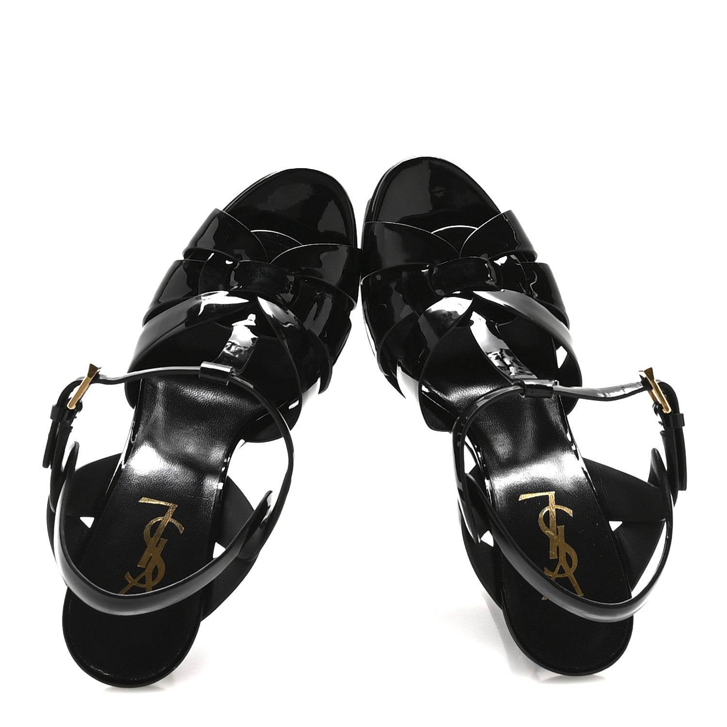 Saint Laurent Patent Tribute 105 Platform Sandals 39 Black 1767334