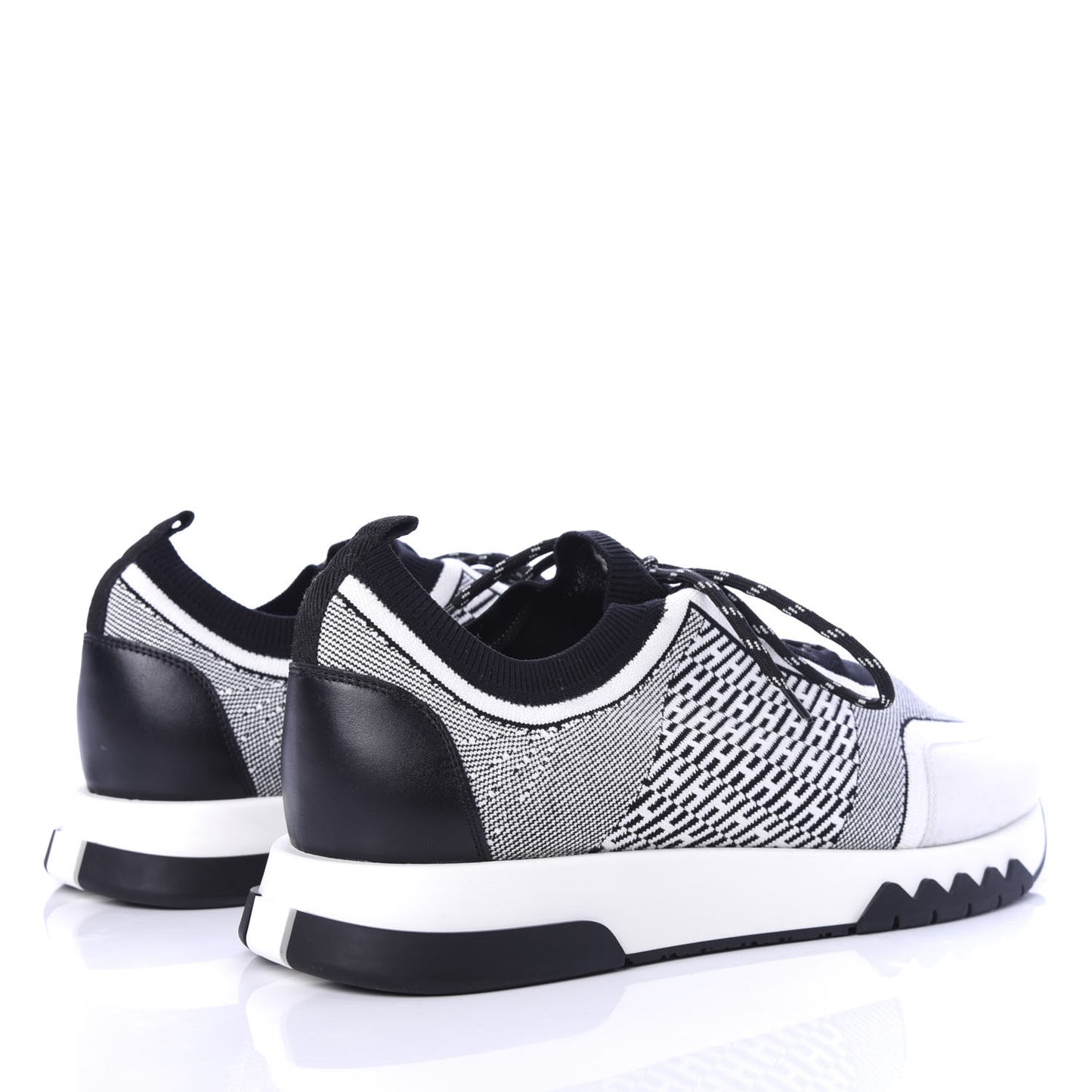 Knit Goatskin Mens Addict Sneakers 46 Black White