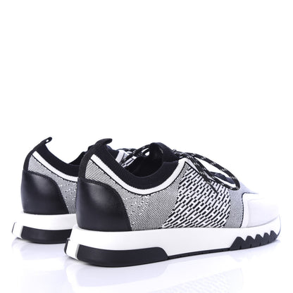 Hermes Knit Goatskin Mens Addict Sneakers 46 Black White 4 of 9