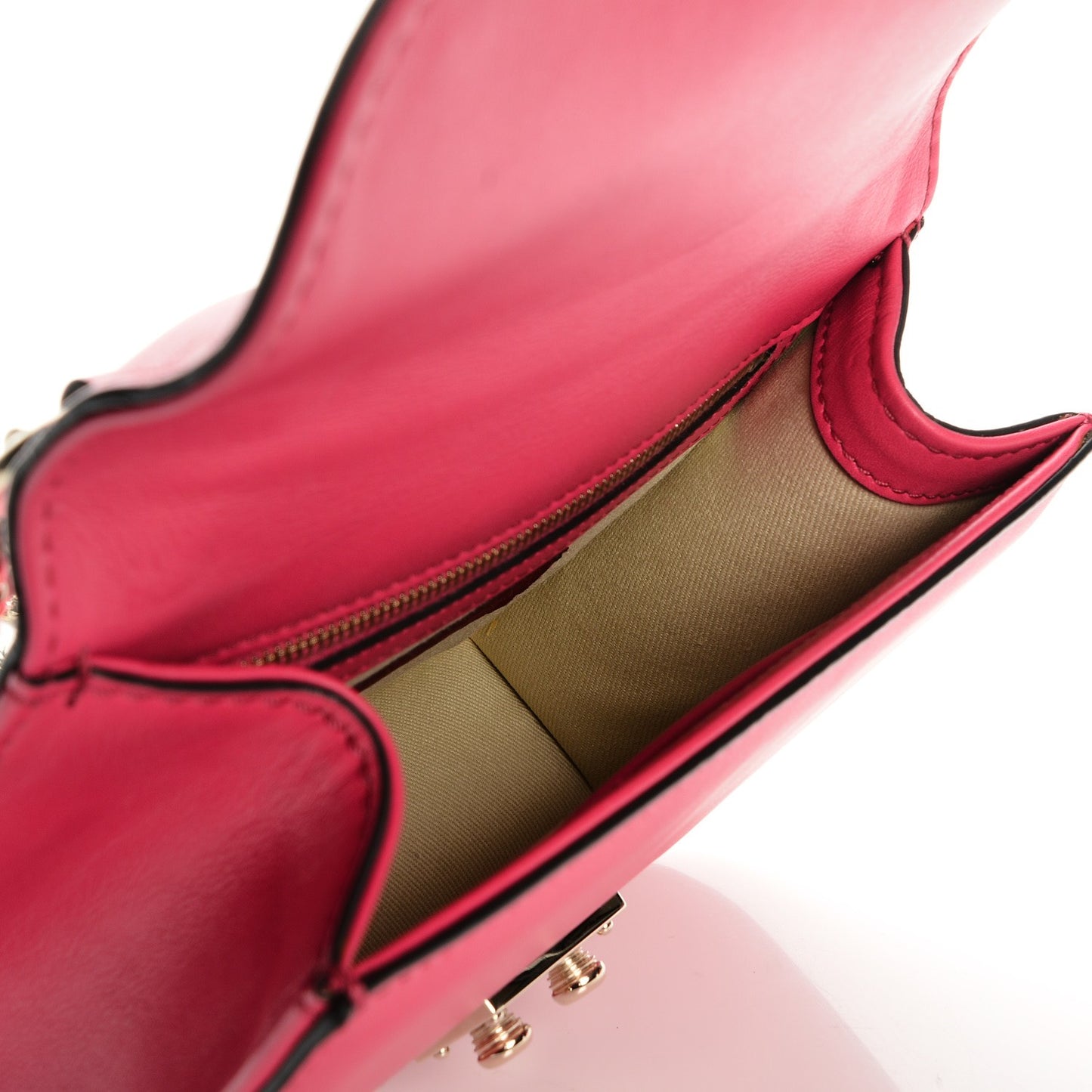 Vitello Small Glam Lock Rockstud Flap Pink