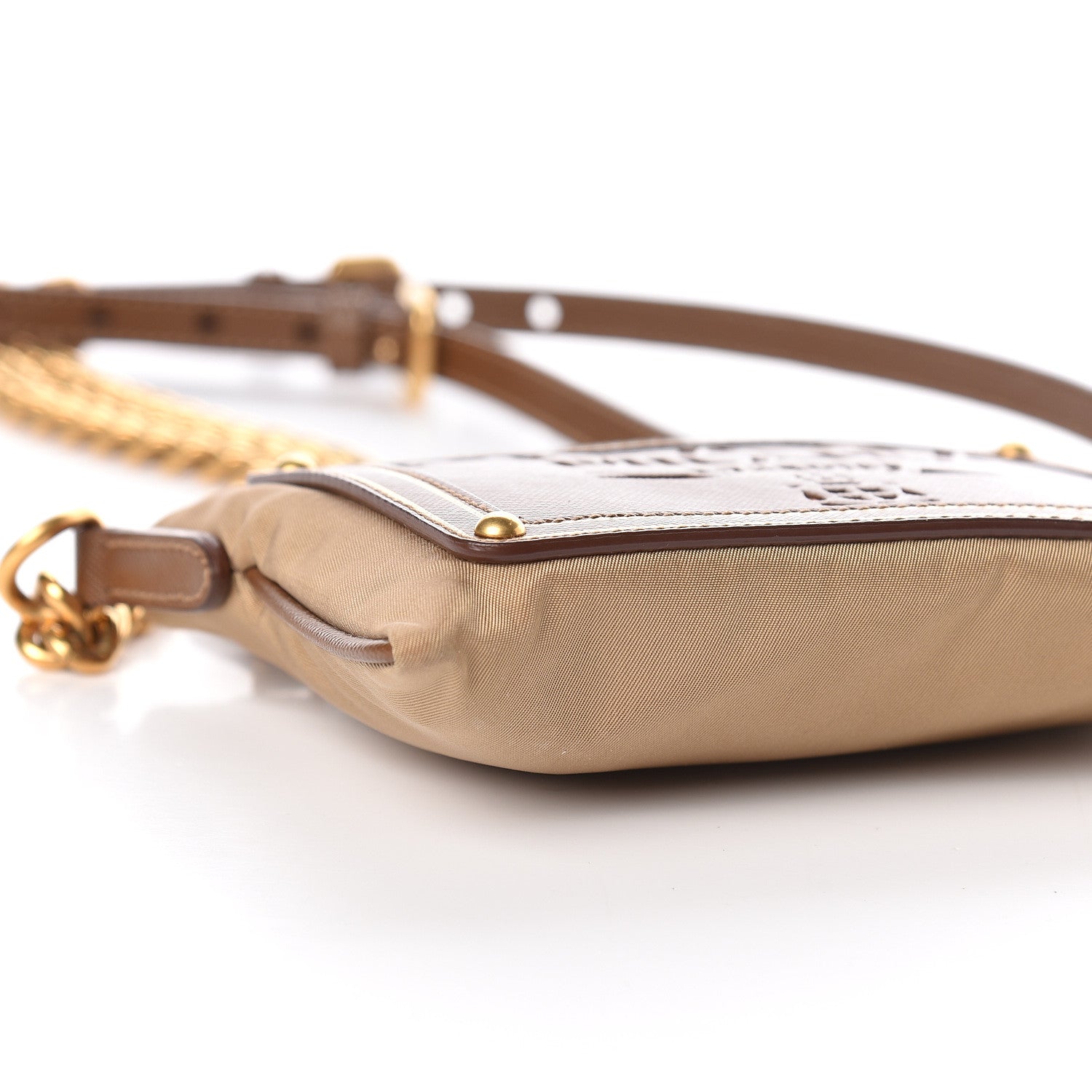 Prada Tessuto Nylon Saffiano Logo Crossbody Bag Beige 5 of 10