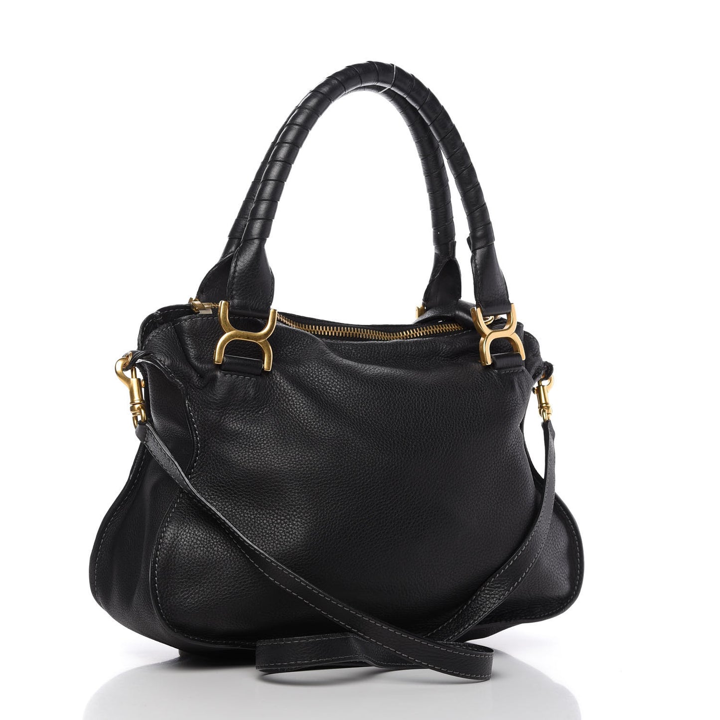 Calfskin Medium Marcie Satchel Black