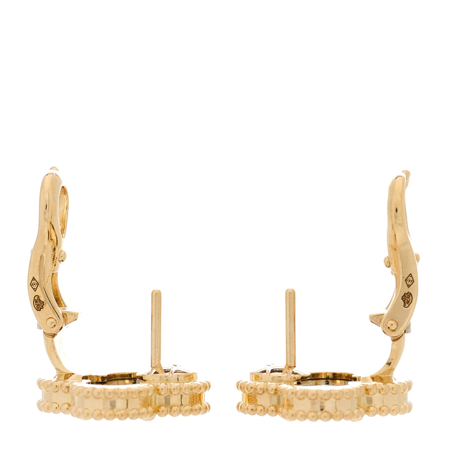 18K Yellow Gold Black Onyx Vintage Alhambra Earrings