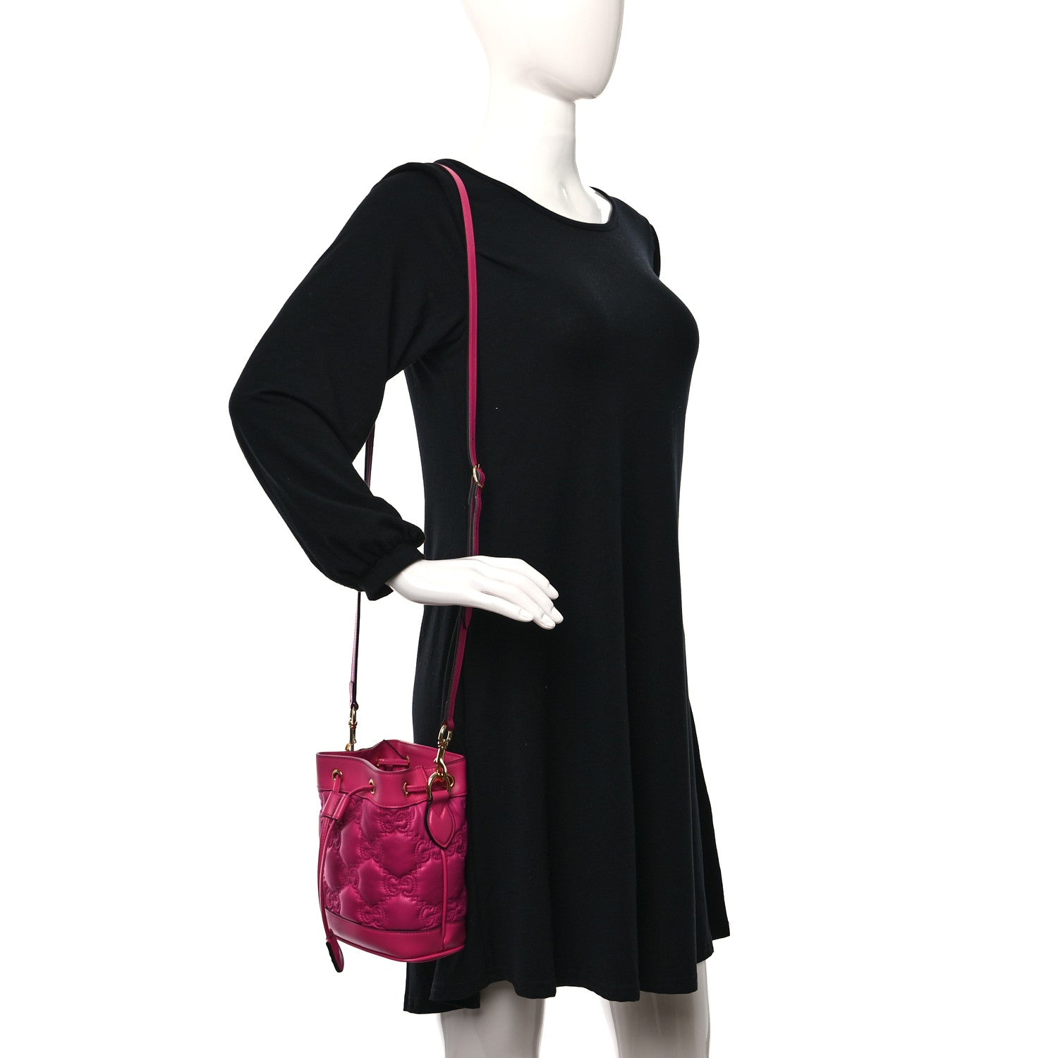 Gucci Nylon Calfskin Enamel GG Matelasse Bucket Bag Lovely 2 of 10