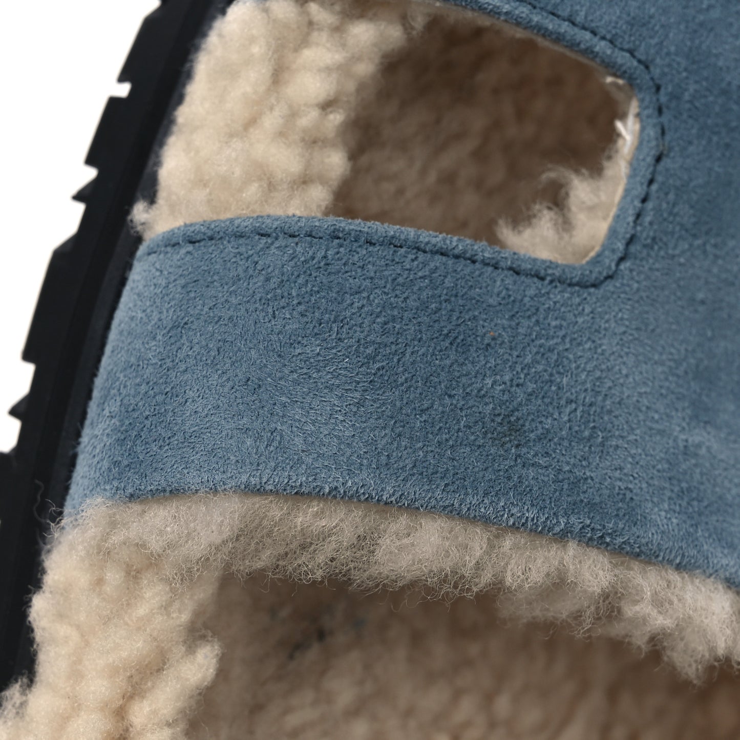 Suede Goatskin Woolskin Womens Chypre Sandals 38 Bleu Pinede Ecru