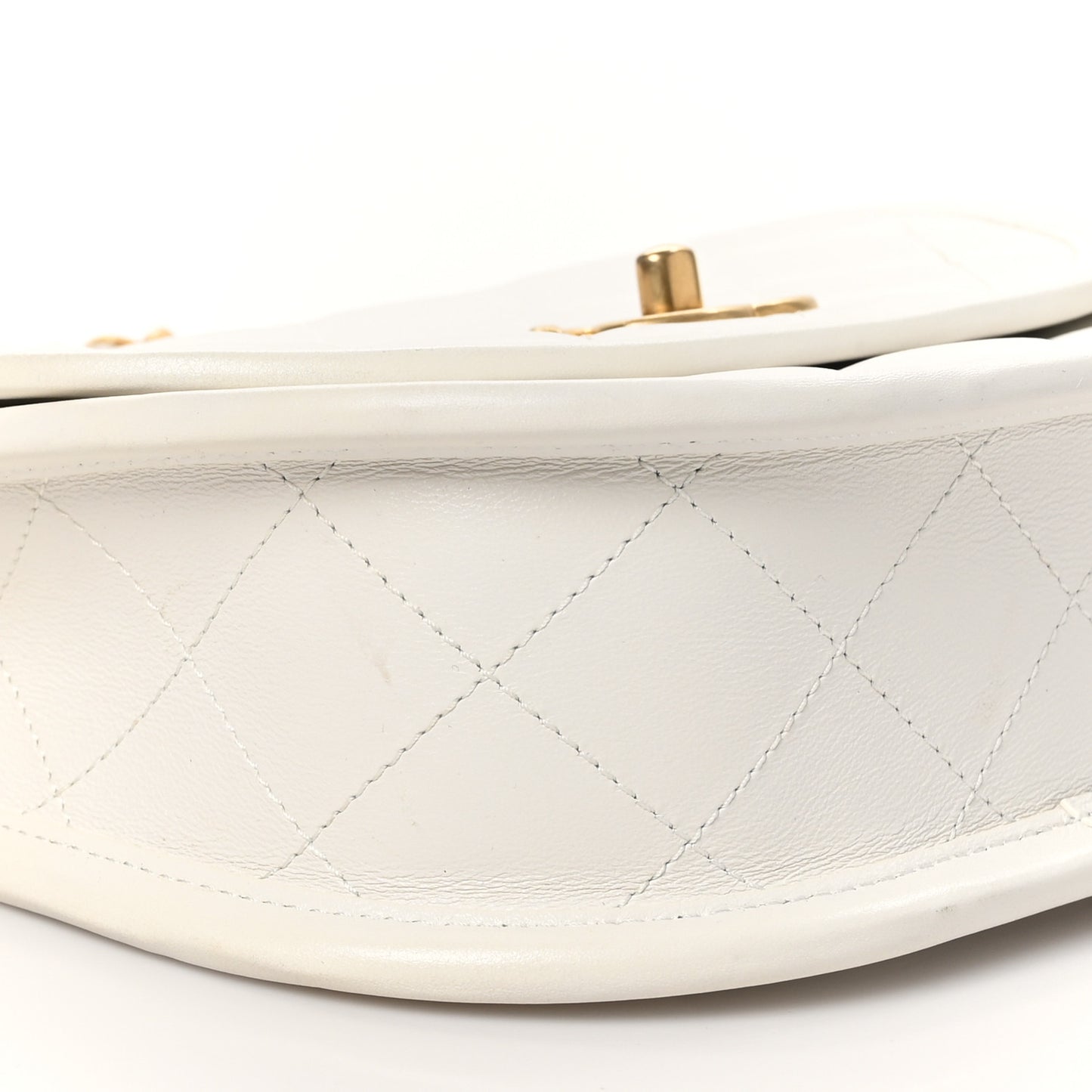Lambskin Quilted Small Messenger Flap White