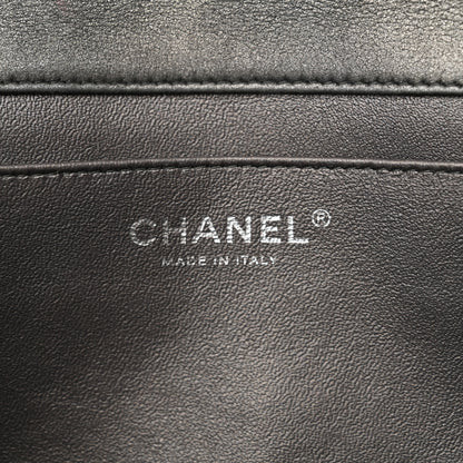 Chanel Metallic Calfskin Quilted Clutch With Chain Flap Charcoal Grey 6 of 12