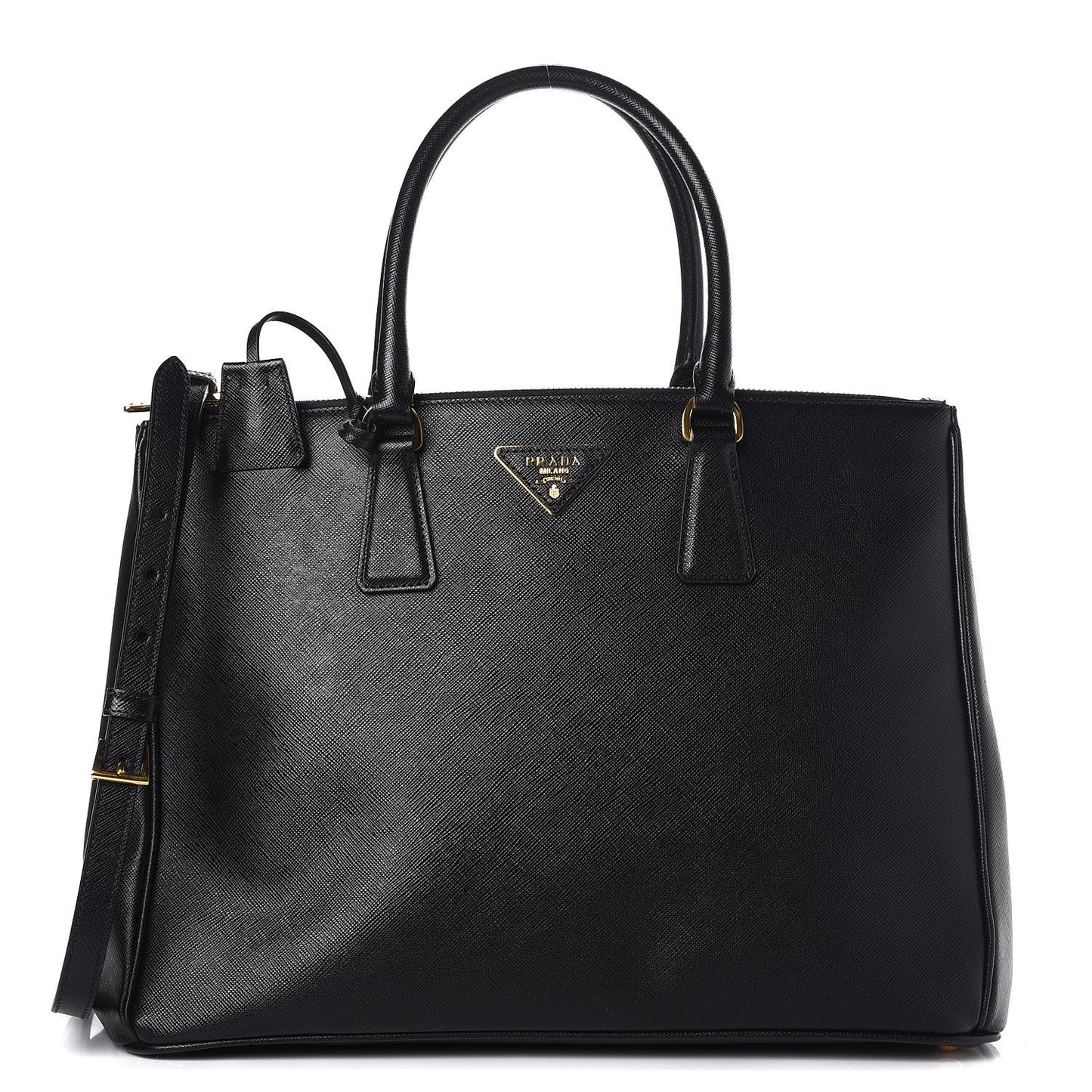 Saffiano Large Galleria Double Zip Tote Black
