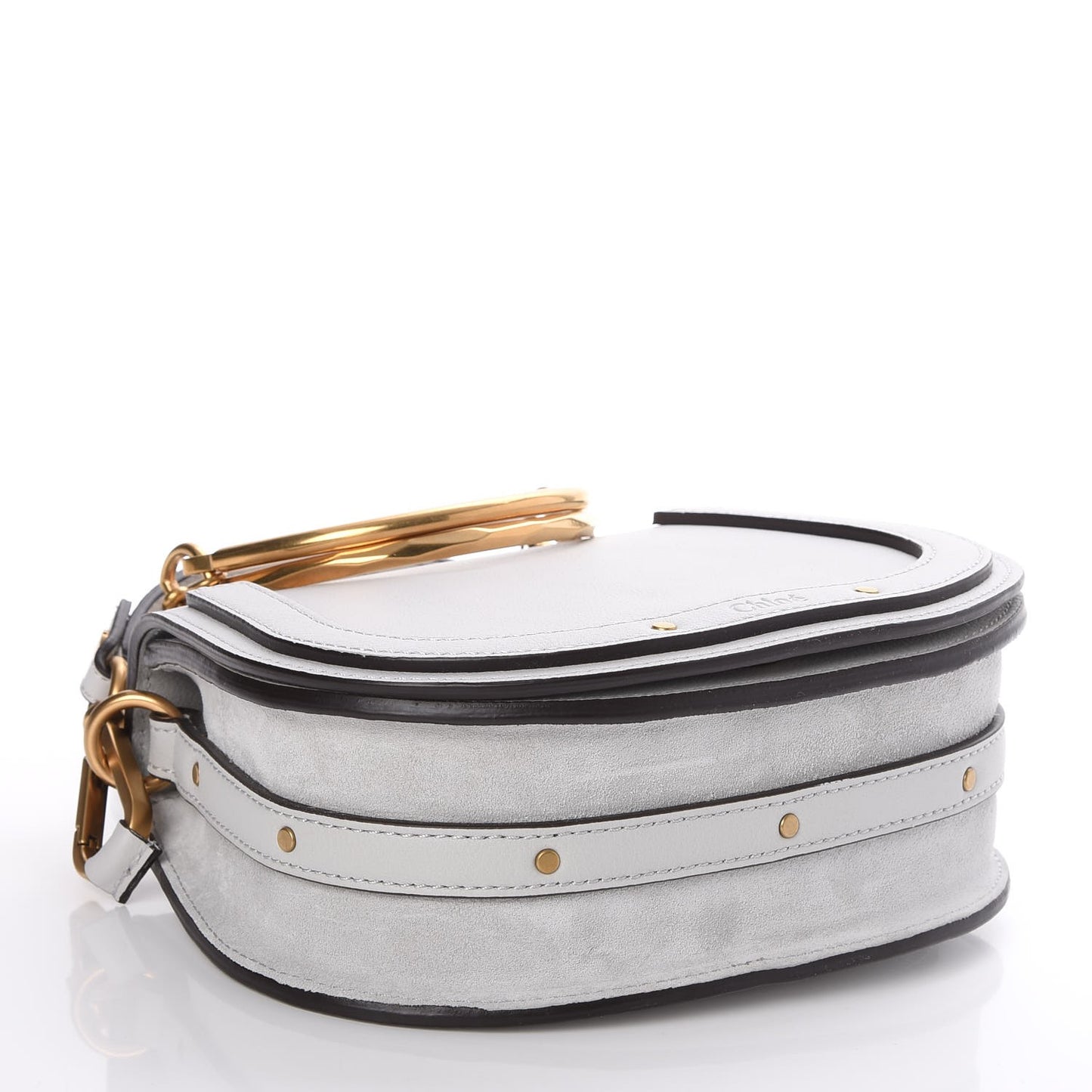 Calfskin Suede Small Nile Bracelet Bag Airy Grey