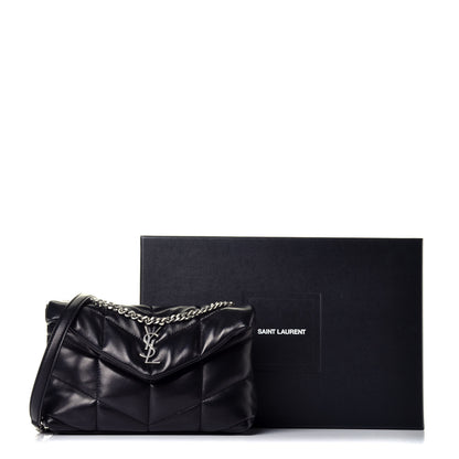 Saint Laurent Lambskin Quilted Toy Loulou Puffer Monogram Chain Satchel Black 9 of 9