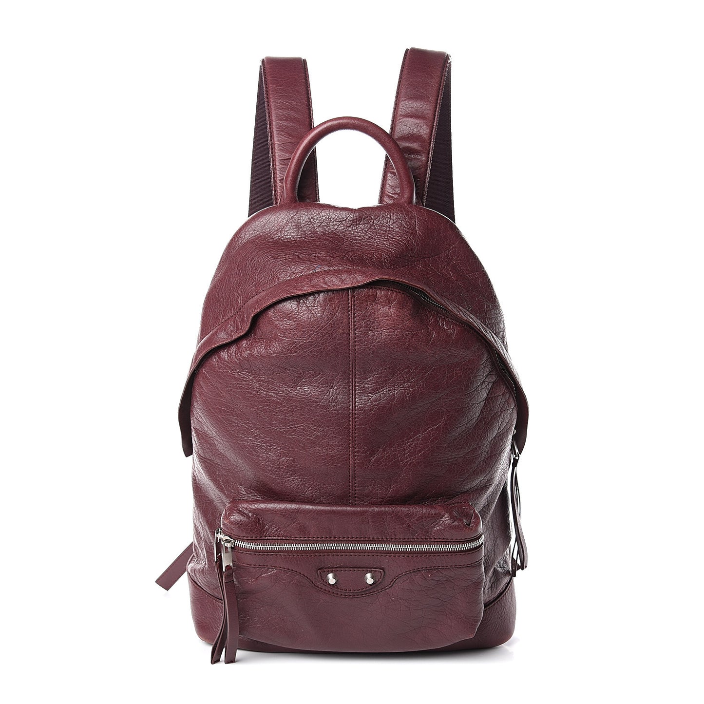 Agneau Classic Silver Hardware Backpack Rouge Lie De Vin