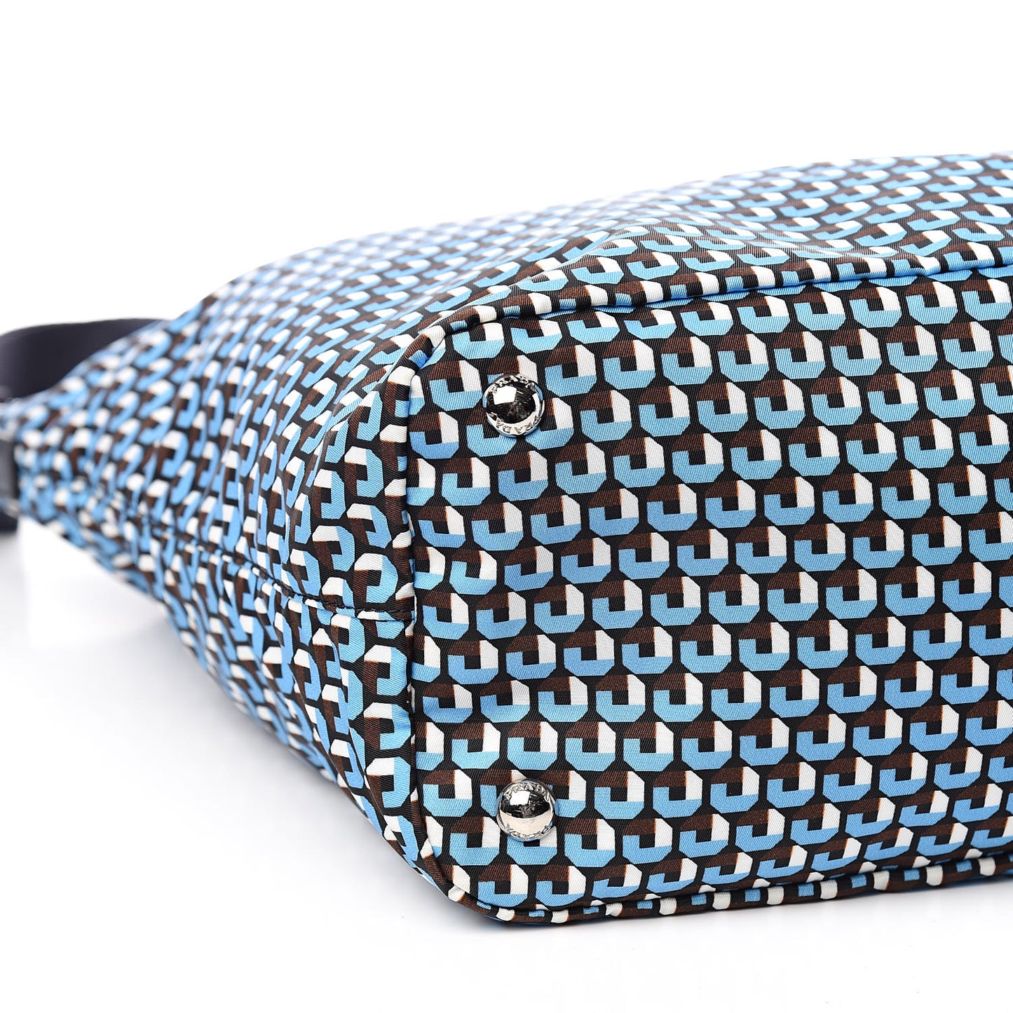 Tessuto Nylon Saffiano Print Tote Azzurro