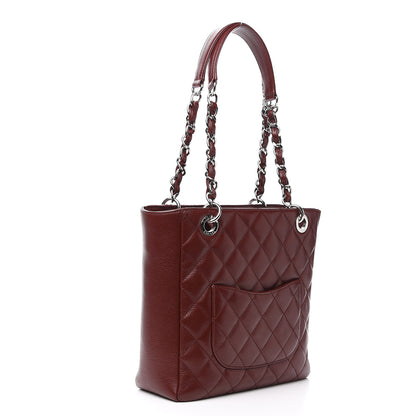 Chanel Caviar Quilted Petit Shopping Tote PST Burgundy 2 of 12