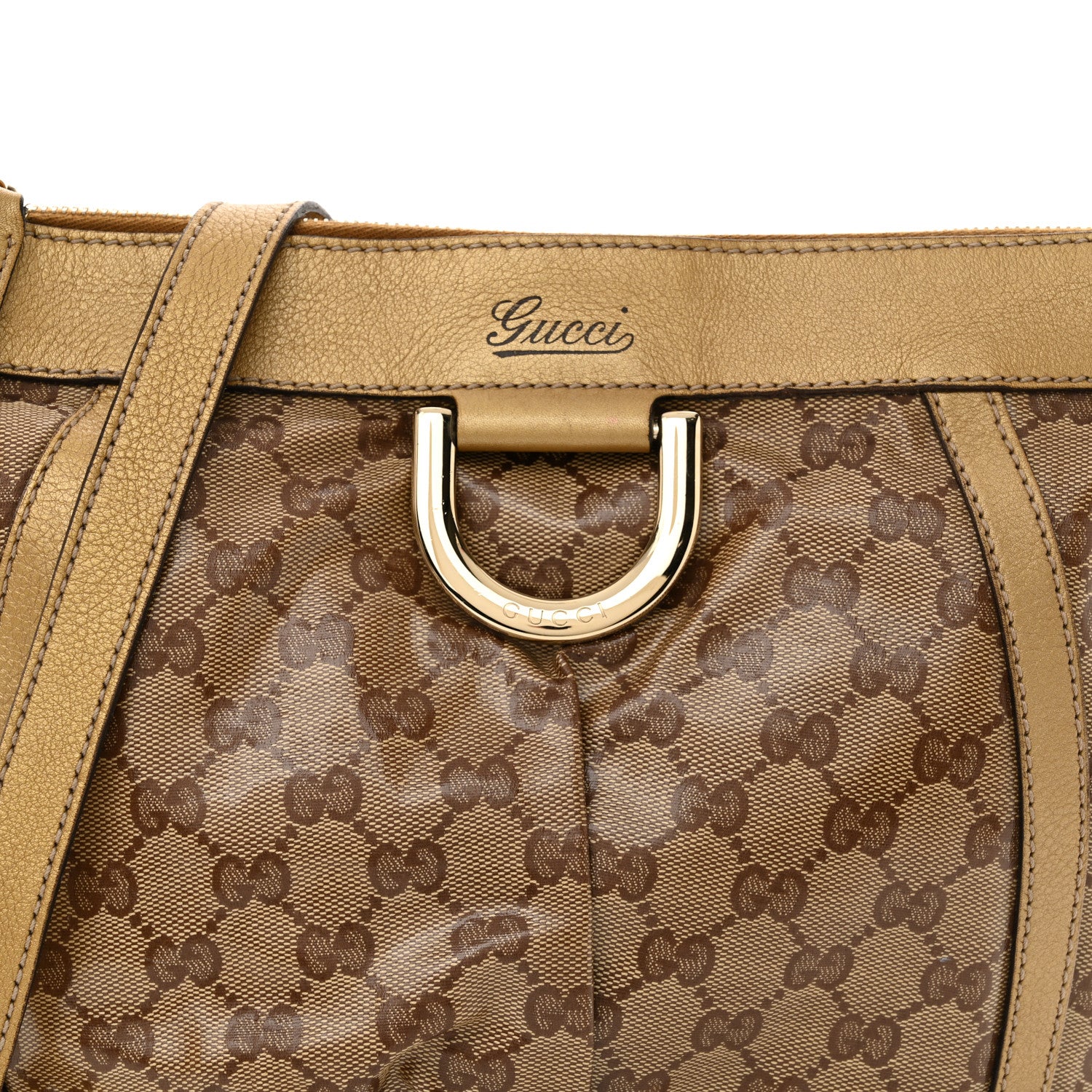 Gucci Crystal Monogram Small D Gold Ring Messenger Gold 8 of 13