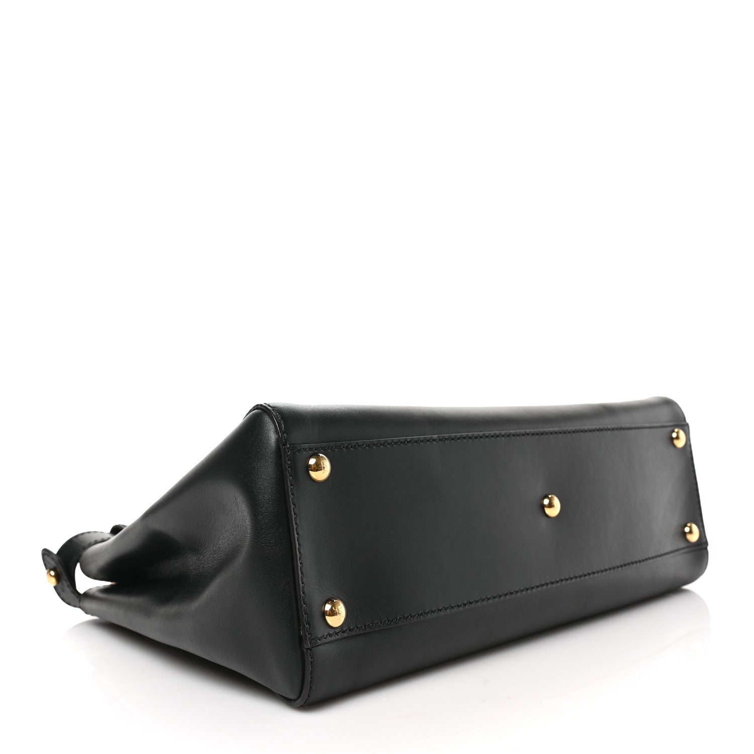 Fendi Vitello Morgan Fabric Jacquard Pequin Medium Peekaboo Iconic Satchel Black Tobacco 4 of 8