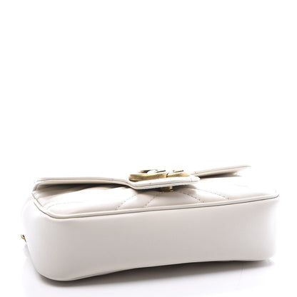 Gucci Calfskin Matelasse Super Mini GG Marmont Shoulder Bag White 3 of 10