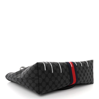 Gucci X BALENCIAGA BB Monogram Web Graffiti Medium Ophidia Shopping Tote Black 4 of 9