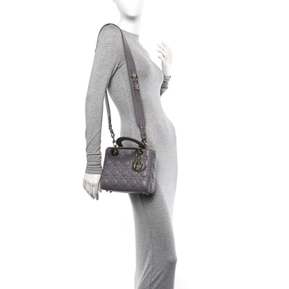 Christian Dior Lambskin Cannage Small My ABCDior Lady Dior Grey 2 of 11