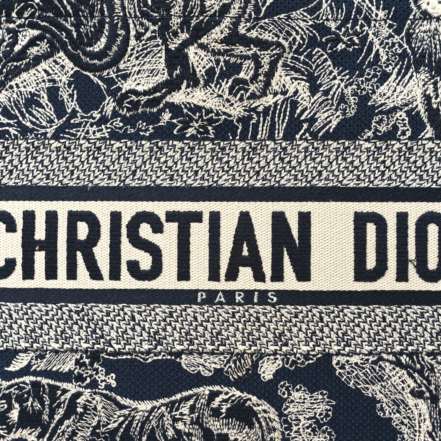 Christian Dior Canvas Embroidered Medium Toile De Jouy Reverse Book Tote Blue 8 of 13